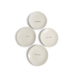 Hearth & Hand‎ Magnolia Holiday Appetizer Plates Set 4 Merry Joy Peace Gather